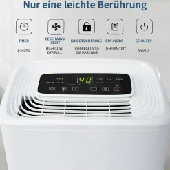ProximaX Déshumidificateur 12 L/jour pour 15 m², 3 en 1, Purificateur d'air et Sèche-linge, Réservoir 1,5 L, Timer 24 h, Écran LED