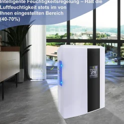 Nettlife Déshumidificateur 2000 ml avec télécommande, minuterie 24 h, nettoyage UV et mode veille (blanc)