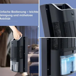 Nettlife Déshumidificateur 2000 ml avec télécommande, minuterie 24 h, nettoyage UV et mode veille (noir)