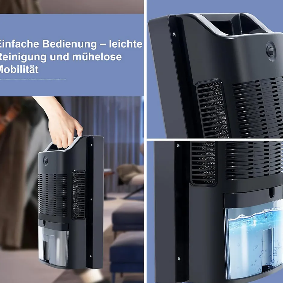 Nettlife Déshumidificateur 2000 ml avec télécommande, minuterie 24 h, nettoyage UV et mode veille (noir)
