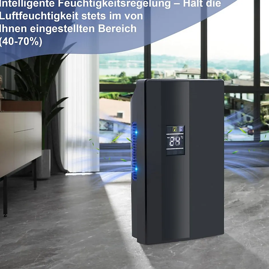 Nettlife Déshumidificateur 2000 ml avec télécommande, minuterie 24 h, nettoyage UV et mode veille (noir)