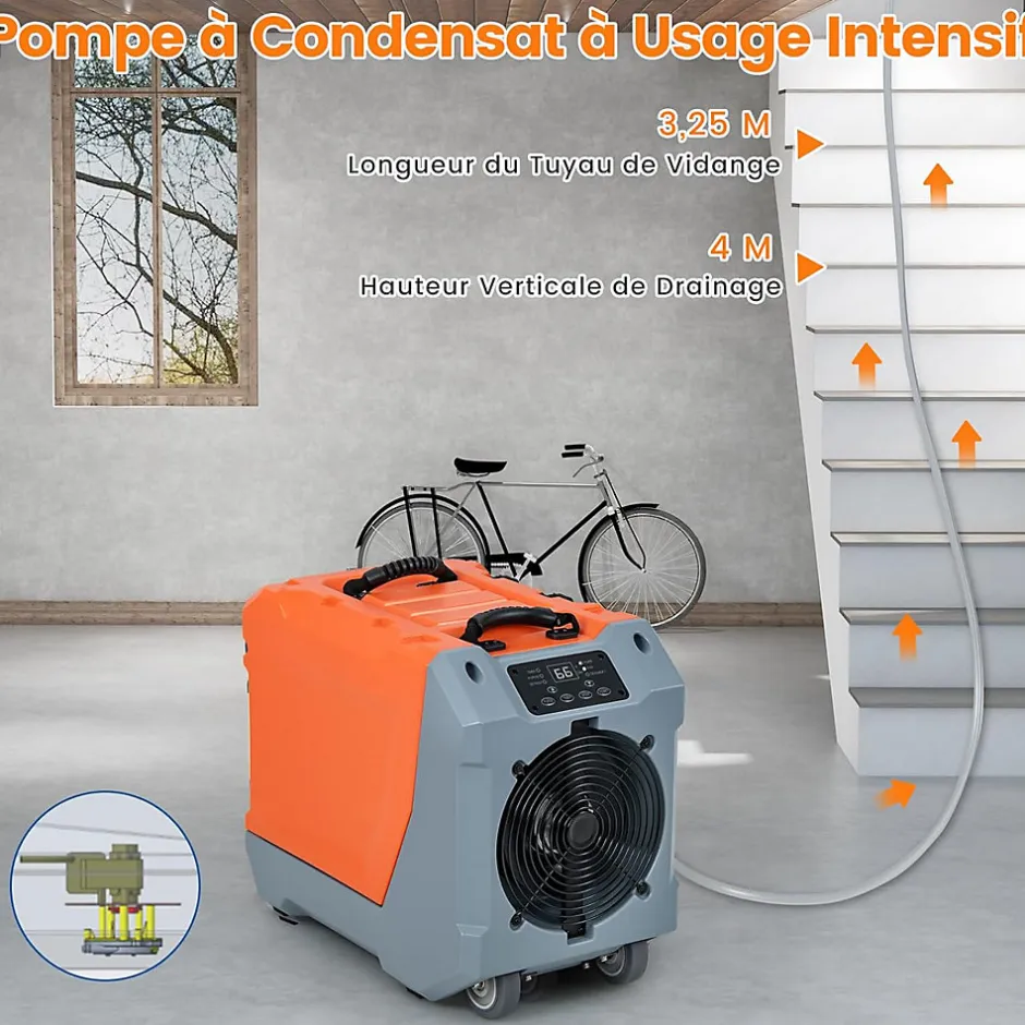 Giantex Déshumidificateur air 85 L jour Déshumidificateur Mobile avec Dégivrage Automatique Minuterie 24H Tuyau de drainage Pompe