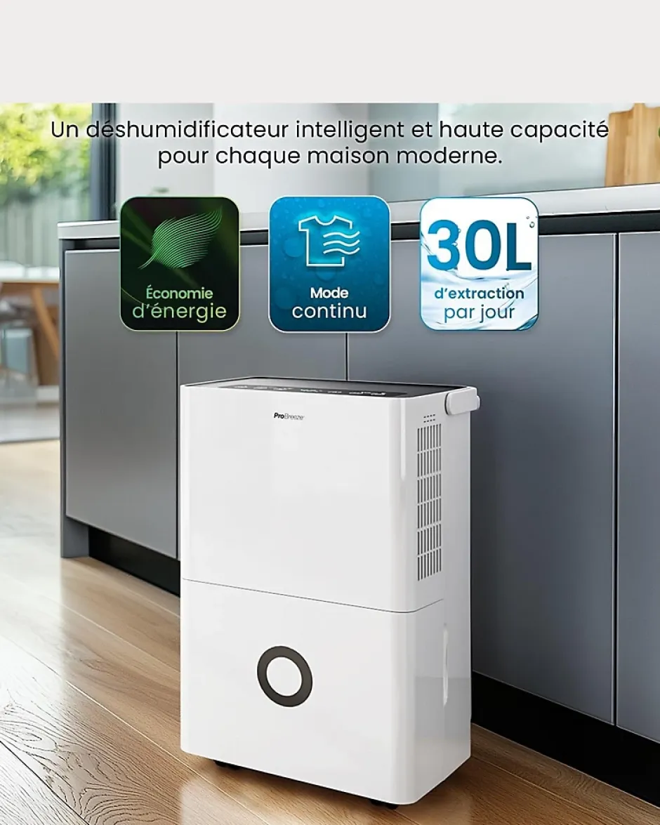 Nature Pro Déshumidificateur Compresseur Connecté 30L/jour avec Application Smartphone, Wi-Fi, Drainage continu Best