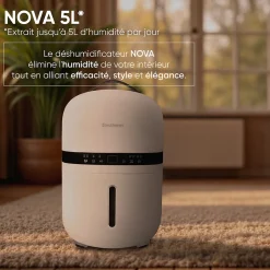 Bestherm Déshumidificateur d'air - Nova 5L/jour, réservoir amovible, filtre à charbon actif, ioniseur intégré