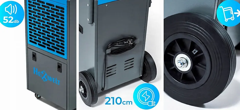 Hexwelt Déshumidificateur d'air industriel 70L/24H réservoir 5.5L absorbeur d'humidité 1 pièce.