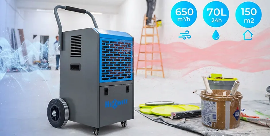 Hexwelt Déshumidificateur d'air industriel 70L/24H réservoir 5.5L absorbeur d'humidité 1 pièce.