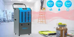 Hexwelt Déshumidificateur d'air industriel 138L/24H réservoir 10L absorbeur d'humidité 1 pièce.