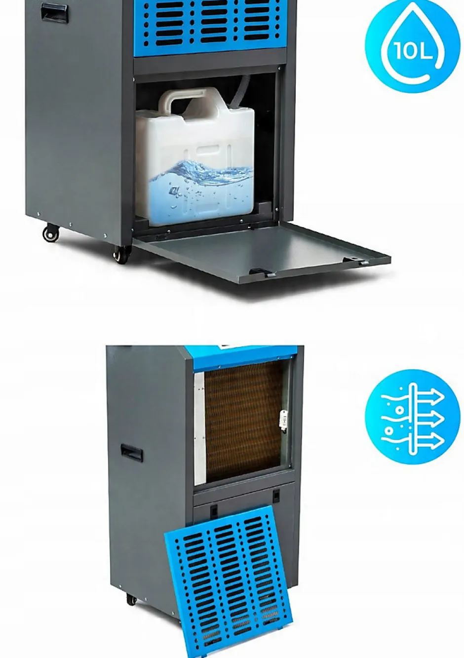 Hexwelt Déshumidificateur d'air industriel 138L/24H réservoir 10L absorbeur d'humidité 1 pièce.
