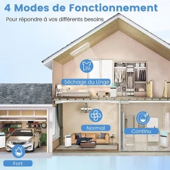 Giantex Déshumidificateur d'air 28,5L/Jour, 4 Modes, Réservoir d'Eau 5,5L, Minuterie 0-24H, avec Roues pour Chambre, Salon 35m²