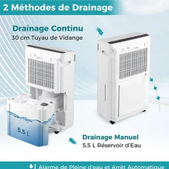 Giantex Déshumidificateur d'air 28,5L/Jour, 4 Modes, Réservoir d'Eau 5,5L, Minuterie 0-24H, avec Roues pour Chambre, Salon 35m²