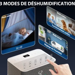Homcom Déshumidificateur d'air 20L/jour mobile silencieux réservoir 4,5L timer 24H écran LED témoin d'humidité filtre lavable