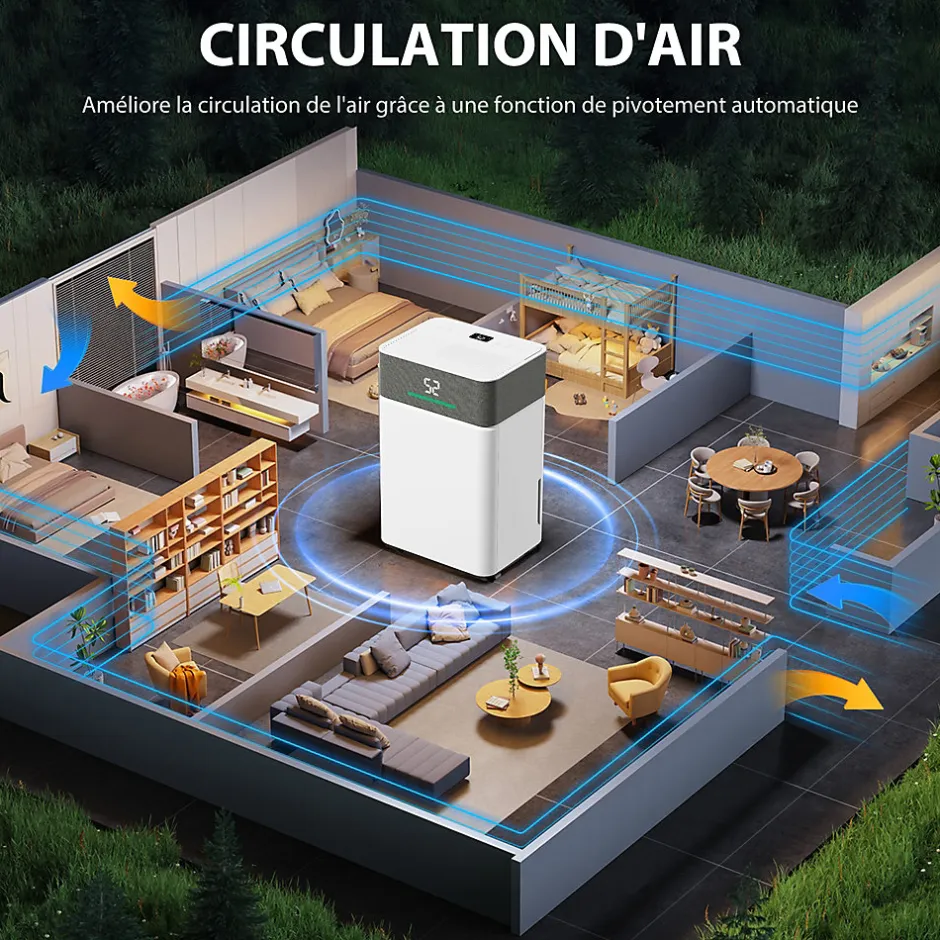 Homcom Déshumidificateur d'air 20L/jour mobile silencieux réservoir 4,5L timer 24H écran LED témoin d'humidité filtre lavable