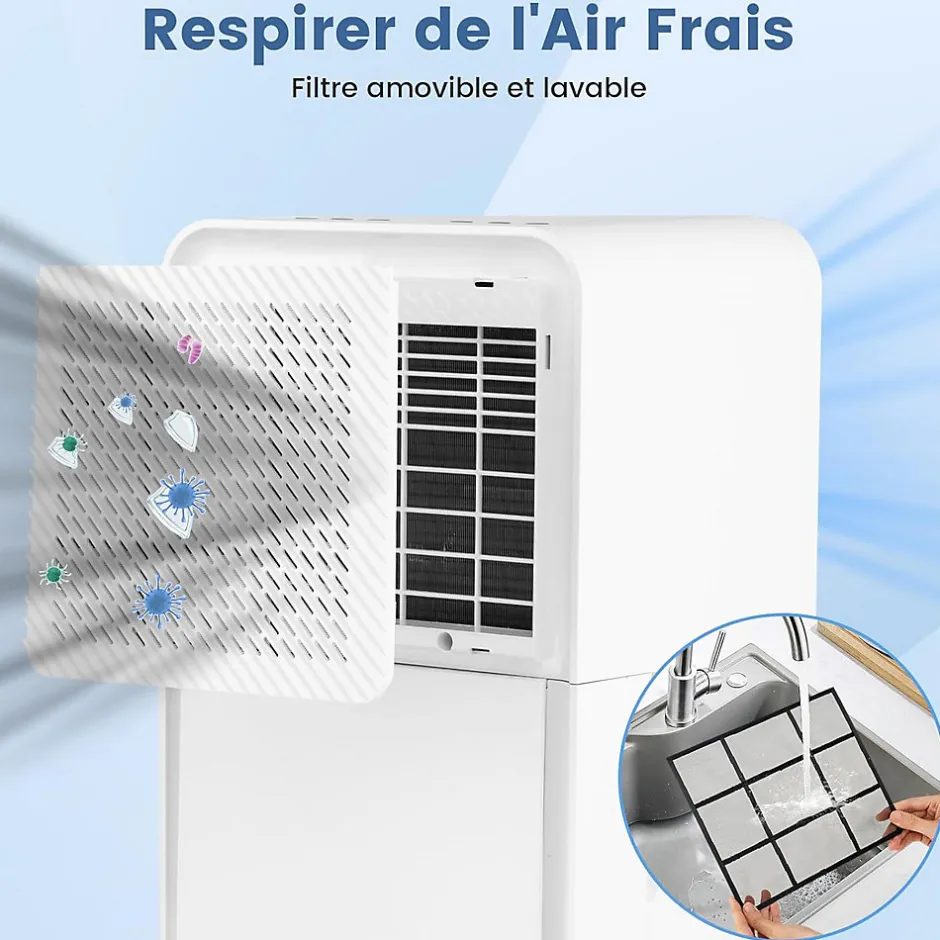 Giantex Déshumidificateur d'air 15L/Jour, Réservoir d'Eau 2,4L,avec 2 Vitesses, 4 Roulettes,pour Salon, Bureau, Salle de Bain