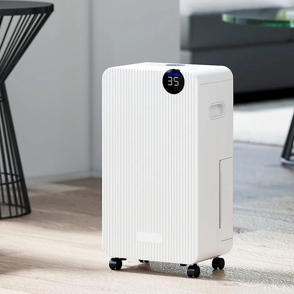 Homcom Déshumidificateur d'air 12L/jour mobile silencieux réservoir 2,1L timer 24H écran LED témoin d'humidité filtre lavable