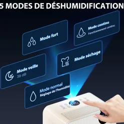 Homcom Déshumidificateur d'air 12L/jour mobile silencieux réservoir 2,1L timer 24H écran LED témoin d'humidité filtre lavable
