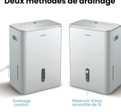 Nature Pro Déshumidificateur 2EN1,Elimine l'humidité jusqu'à 20LJour, Purification d'air avec ioniseur, 4 Modes, Fonction Air Swing