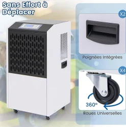 Giantex Déshumidificateur Industriel1300W,118L, Contrôle Humidité,avec 4 Roues, Minuterie 0-24H, pour Entrepôts et Caves Outlet