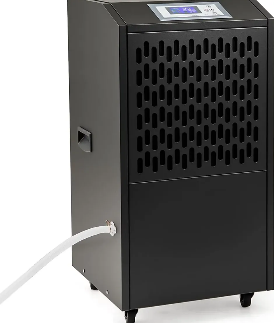 Giantex Déshumidificateur Industriel1300W,118L/Jour, Contrôle Humidité,avec 4 Roues,Minuterie 0-24H,pour Entrepôts et Caves 790 m² (Noir)