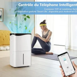 Giantex Déshumidificateur 50L Jour pour Pièces 60 avec 4 Modes 2 Vitesses De Ventilateur écran Tactile Contrôle Wifi Minuterie 24H Outlet