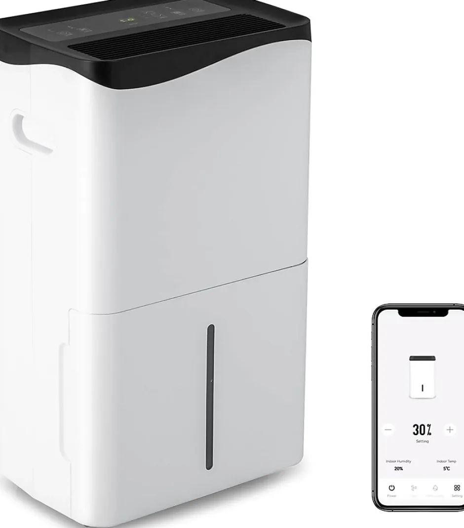Giantex Déshumidificateur 50L Jour pour Pièces 60 avec 4 Modes 2 Vitesses De Ventilateur écran Tactile Contrôle Wifi Minuterie 24H Outlet