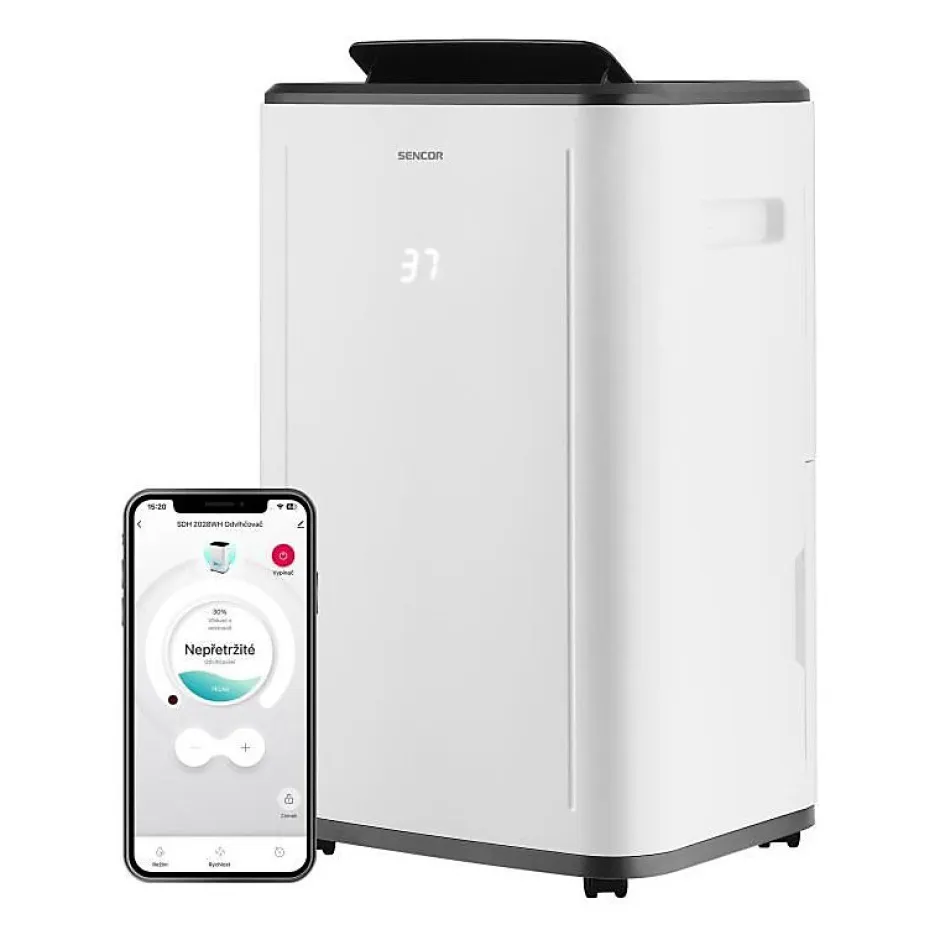 Sencor Déshumidificateur mobile intelligent - - SDH 2028WH - 360 W - 20 L/jour - Réservoir : 6 L - 2 vitesses - Blanc