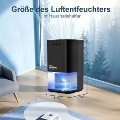 Nettlife Déshumidificateur 1400 ml avec minuterie et d'ambiance (noir)