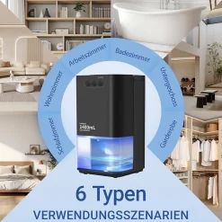 Nettlife Déshumidificateur 1400 ml avec minuterie et d'ambiance (noir)