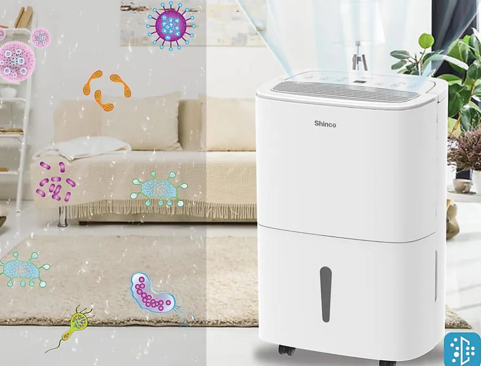 Shinco Déshumidificateur Portable Blanc 30L - Purificateur d'Air avec Filtre à Charbon Actif + Minuterie 24h + Drainage Continu