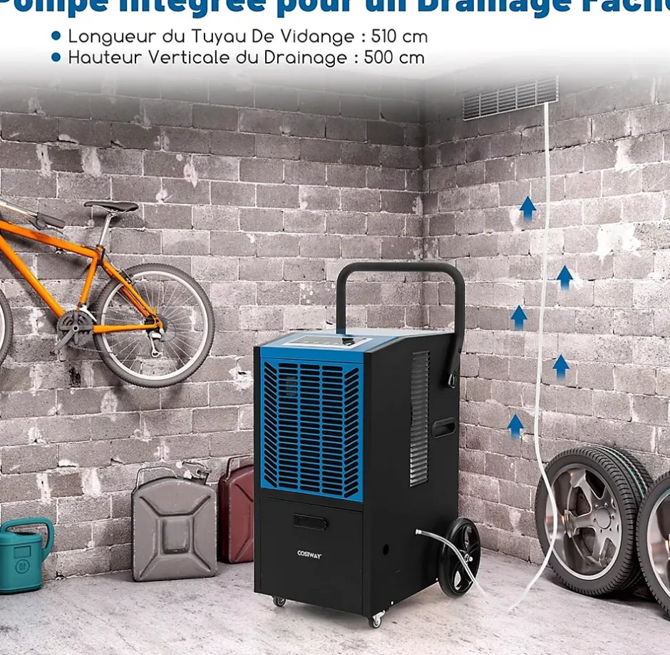Giantex Déshumidificateur Professionnel 66L/Jour, Déshumidificateur Industriel pour Pièces jusqu'à 418 m²