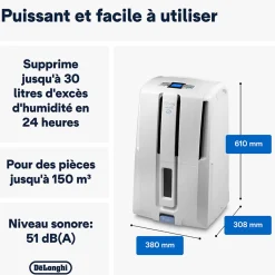 Delonghi Déshumidificateur DD233P 30L/J 60m²