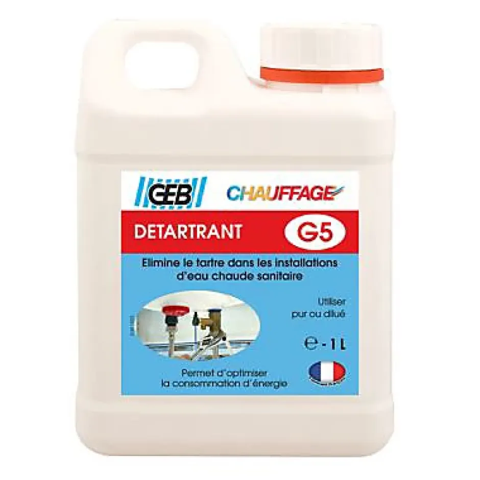 Geb Détartrant des installations sanitaires d'eau chaude , bidon 1 litre New
