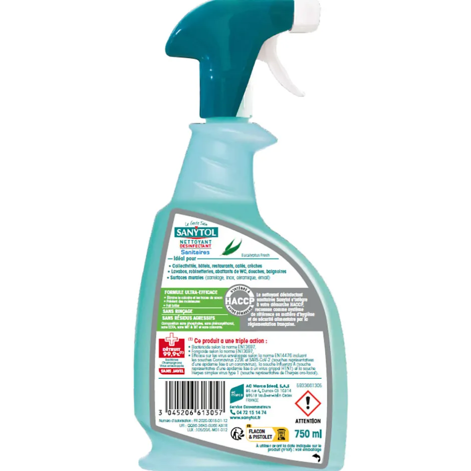 Sanytol Détartrant désinfectant sanitaires eucalyptus 0,75L