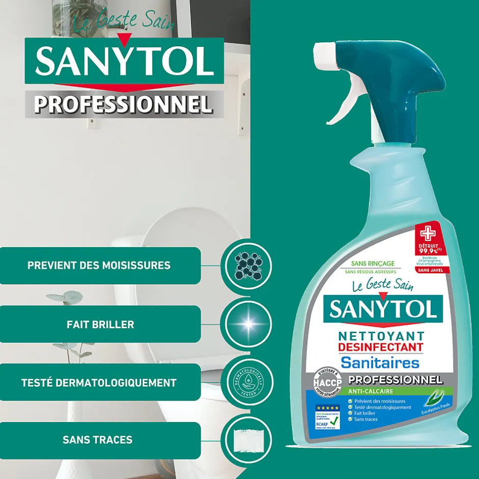 Sanytol Détartrant désinfectant sanitaires eucalyptus 0,75L