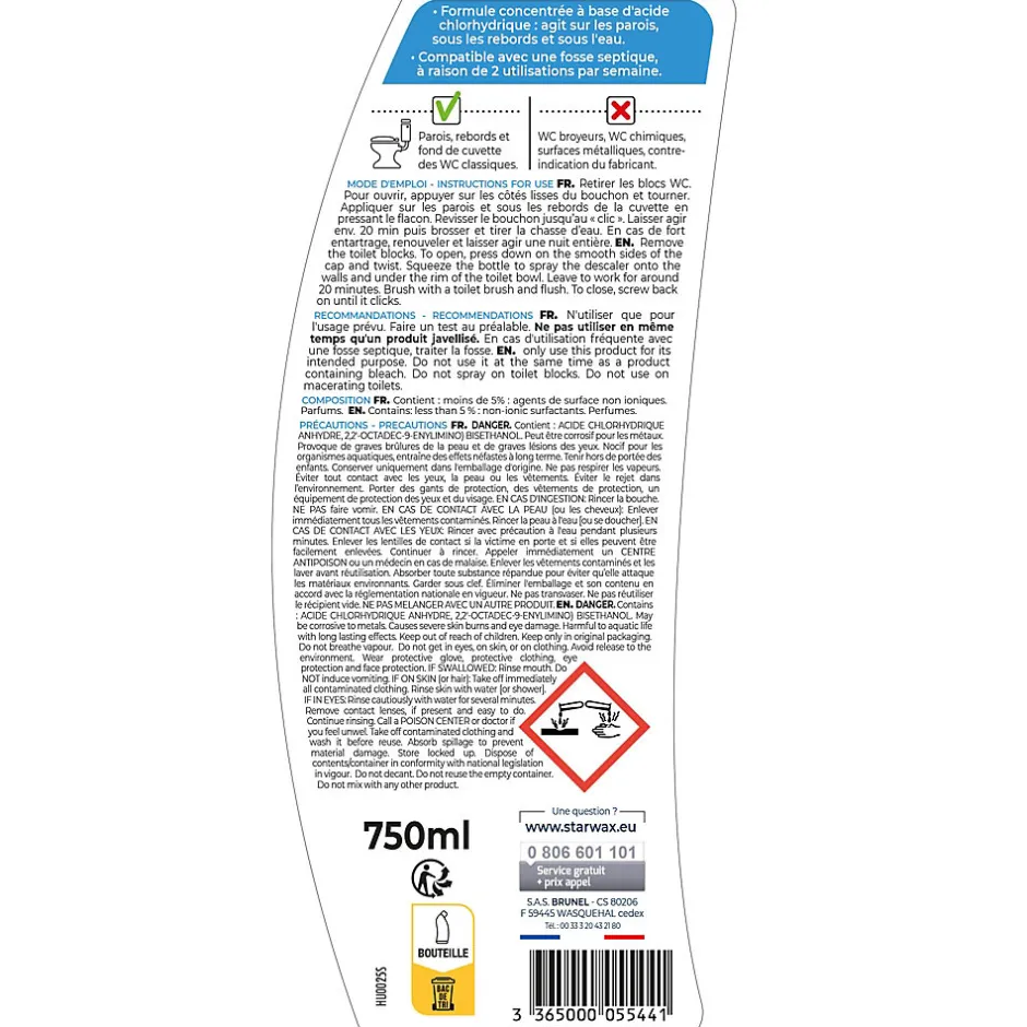 Starwax Détartrant gel WC bec directionnel 750g