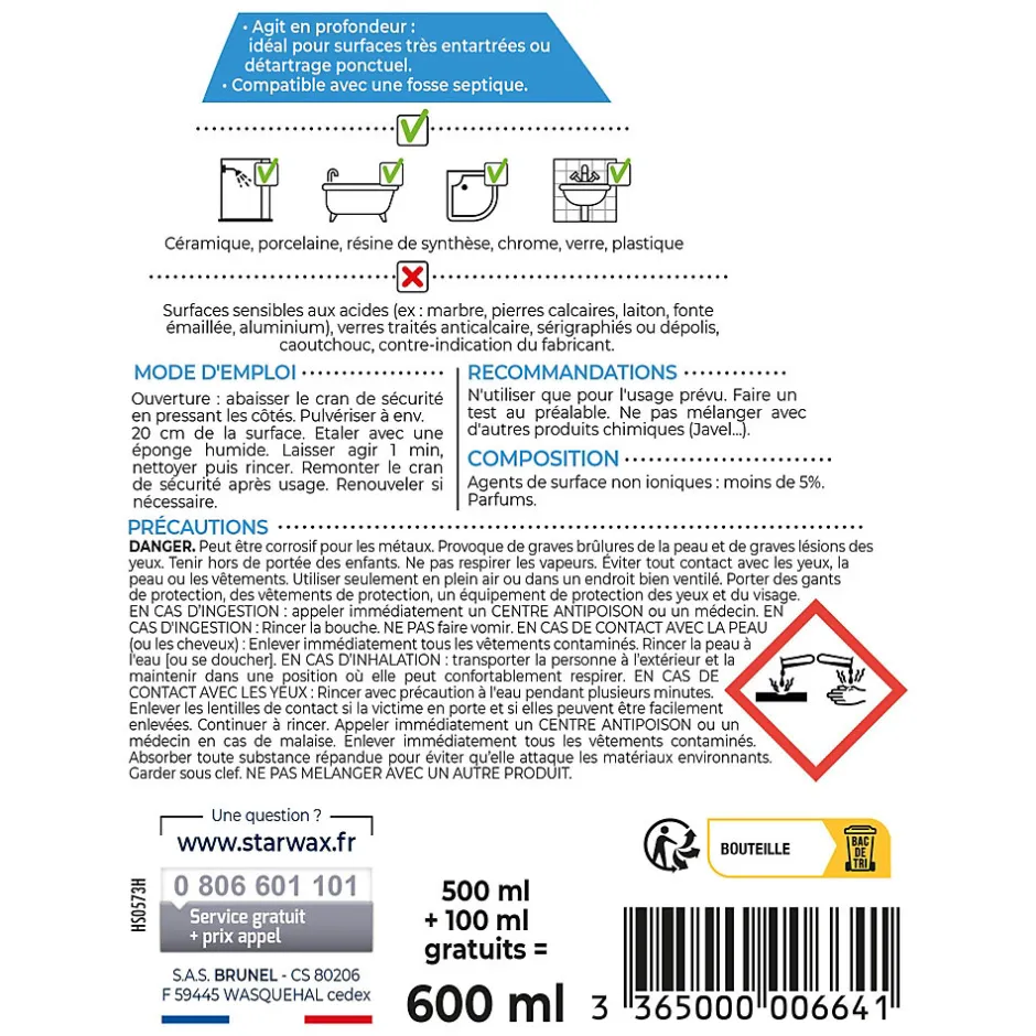 Starwax Détartrant surpuissant 500ml +20% gratuit
