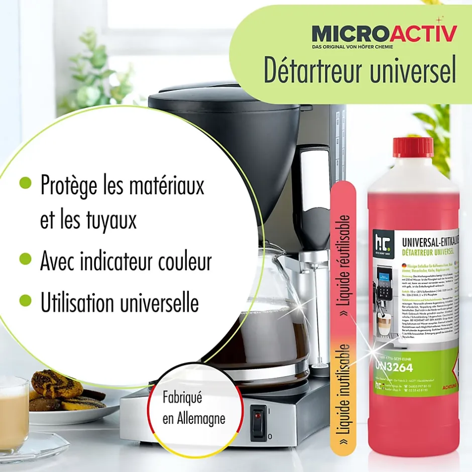 Höfer Chemie Détartrant Universel Microactiv Avec Indicateur De Couleur Pour Machines À Café Entièrement Automatiques En Bidon De 2 x 5 L Best