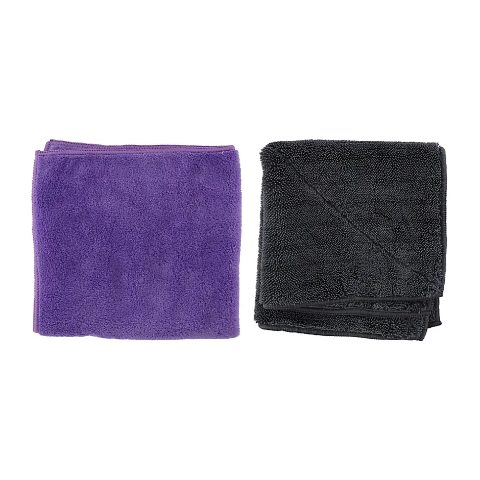 Dunlop Lot de 2 Chiffon Microfibre XL Voiture 36x36cm, Ultra-Absorbant 660gsm, Lavable & Réutilisable, Nettoyage Sec & Humide Best