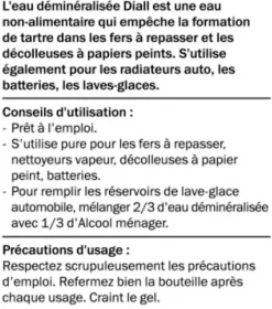 Diall Eau déminéralisée anti-calcaire et anti-tartre 1L