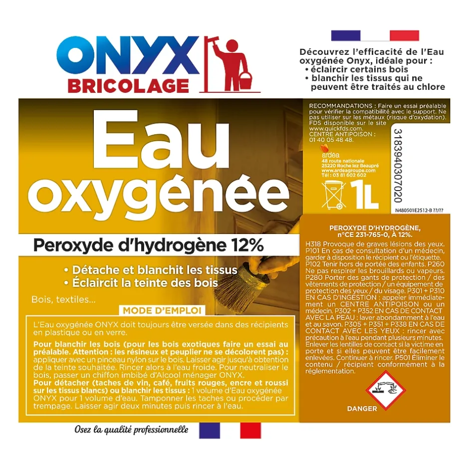 Onyx Eau Oxygénée 12% pour bois et textiles 1L Best
