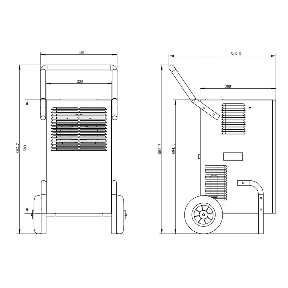 Eberth Déshumidificateur d'air professionnel de chantier, capacité 50L / jour, réglable par pas de 1% de 20% à 90% RH Outlet