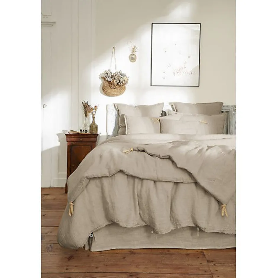 L'Effet Papillon Edredon bout de lit Soline 90x200 lin lavé Sable Hot