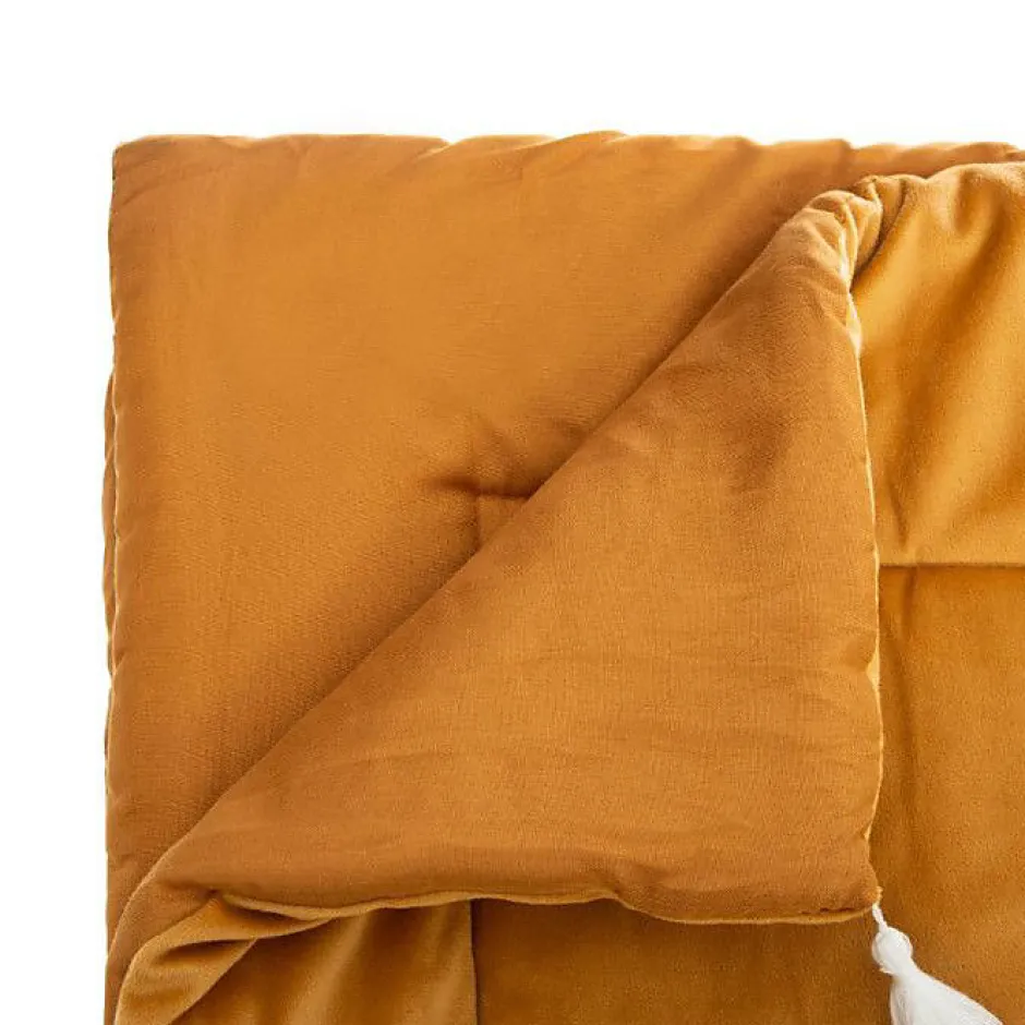 Atmosphera Edredon en velours Atmosphéra Sonia 80 x 180 cm ocre