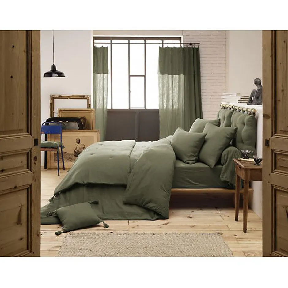 L'Effet Papillon Edredon Gaïa 150 x 150 cm Vert fonce