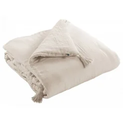 L'Effet Papillon Edredon Gaïa double gaze coton taupe 90 x 200 cm