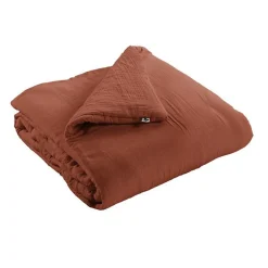 L'Effet Papillon Edredon ou Bout de lit "Gaïa" toutes dimensions "Gaze de Coton" - Gaia Terracotta - 180 x 240 cm Discount