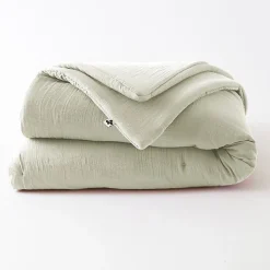 L'Effet Papillon Edredon ou Bout de lit "Gaïa" toutes dimensions "Gaze de Coton" - Gaia Vert d'Eau - 180 x 240 cm Sale