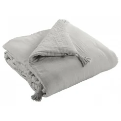 L'Effet Papillon Edredon ou Bout de lit "Gaïa" toutes dimensions "Gaze de Coton" - Gaïa Nuage - 150 x 150 cm