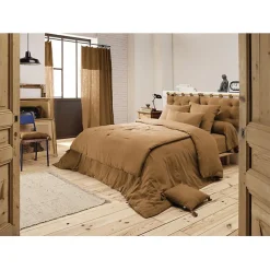 L'Effet Papillon Edredon ou Bout de lit "Gaïa" toutes dimensions "Gaze de Coton" - Gaïa Camel - 150 x 150 cm Online