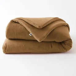 L'Effet Papillon Edredon ou Bout de lit "Gaïa" toutes dimensions "Gaze de Coton" - Gaia Camel - 180 x 240 cm