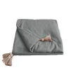 Home Maison Edredon Panama avec pompons en jute (90x190 cm - Gris clair)